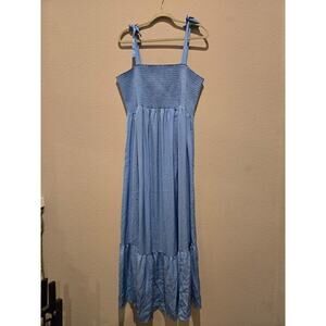 Ingrid + Isabel Women's XL Blue Smocked Midi Sundress Casual Summer Dress